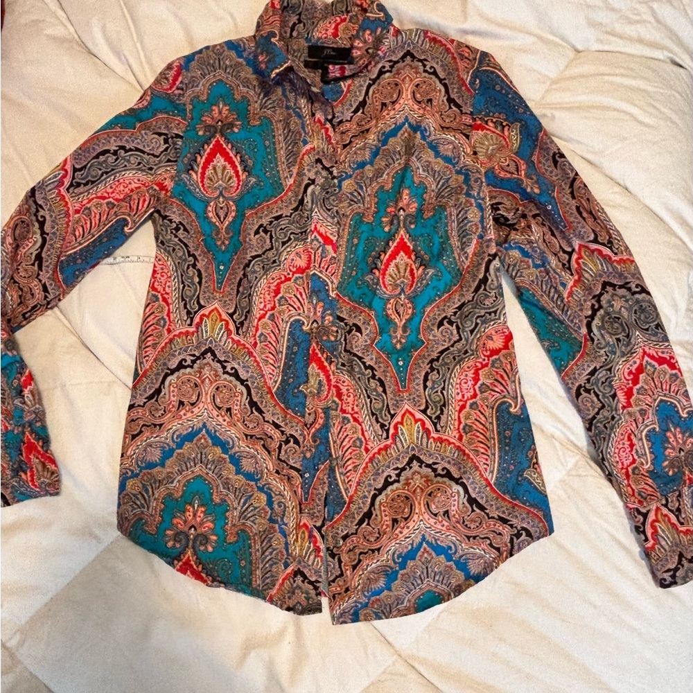 J. Crew womens Vibrant Paisley Button Down Shirt
